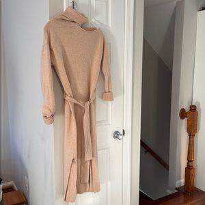 PAIGE Beige Knit Belted Midi Dress
